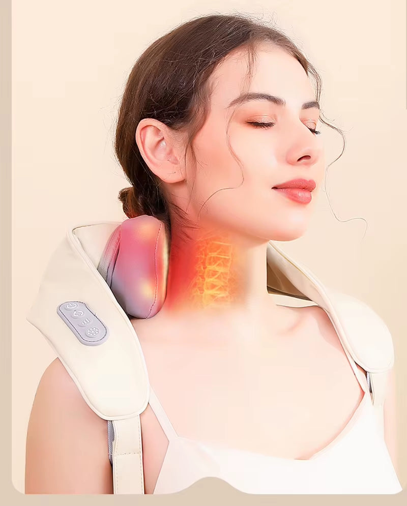 Shiatsu Neck and Shoulder Massager with LED Red Light Kneading Spine Back Muscle Relaxer for Home Use Shoulder Massage Shawl