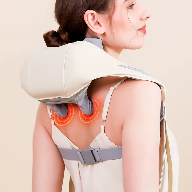 Shiatsu Neck and Shoulder Massager with LED Red Light Kneading Spine Back Muscle Relaxer for Home Use Shoulder Massage Shawl